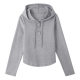 Cotton Hooded Long-sleeved T-shirt Women's Spring and Autumn New Slim-fit Slimming Short Stylistic Top Base Hoodie Thin Sweater