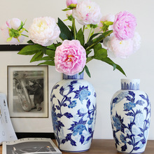 青花瓷花瓶高级感陶瓷摆件客厅新中式插花瓶家居工艺品外贸批发