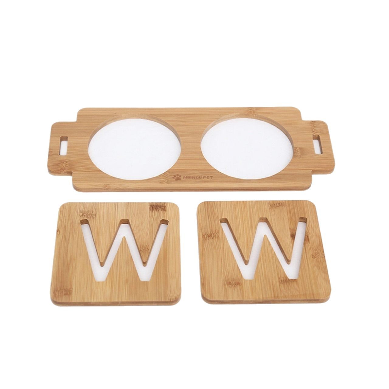 Inventario de bambú para mascotas estante de platos de madera para mascotas hogar doble tazón ajustable altura protector cervical alimentador de mascotas