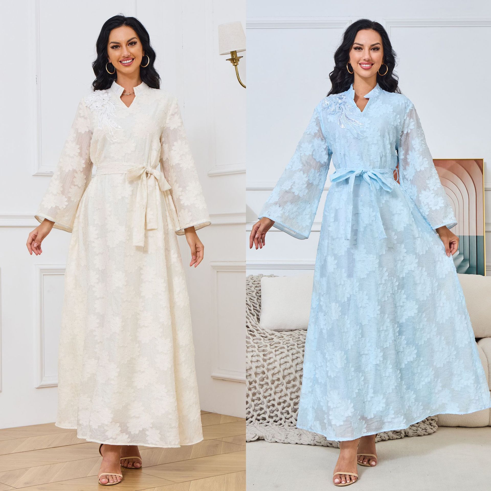 MT059 European And American Cross-border Women's Clothing, Foreign Trade Middle Eastern Apparel, Jacquard Elegant Abaya,_ecoleips.com