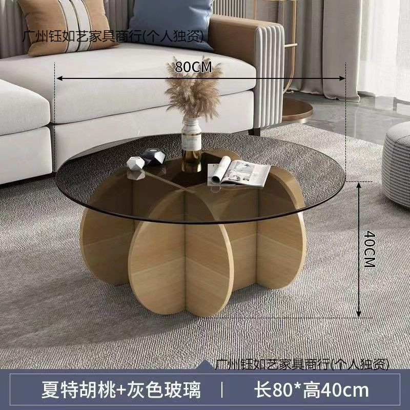 极简玻璃茶几轻奢现代茶几客厅家用小户型圆形网红ins 阳台小桌子|undefined
