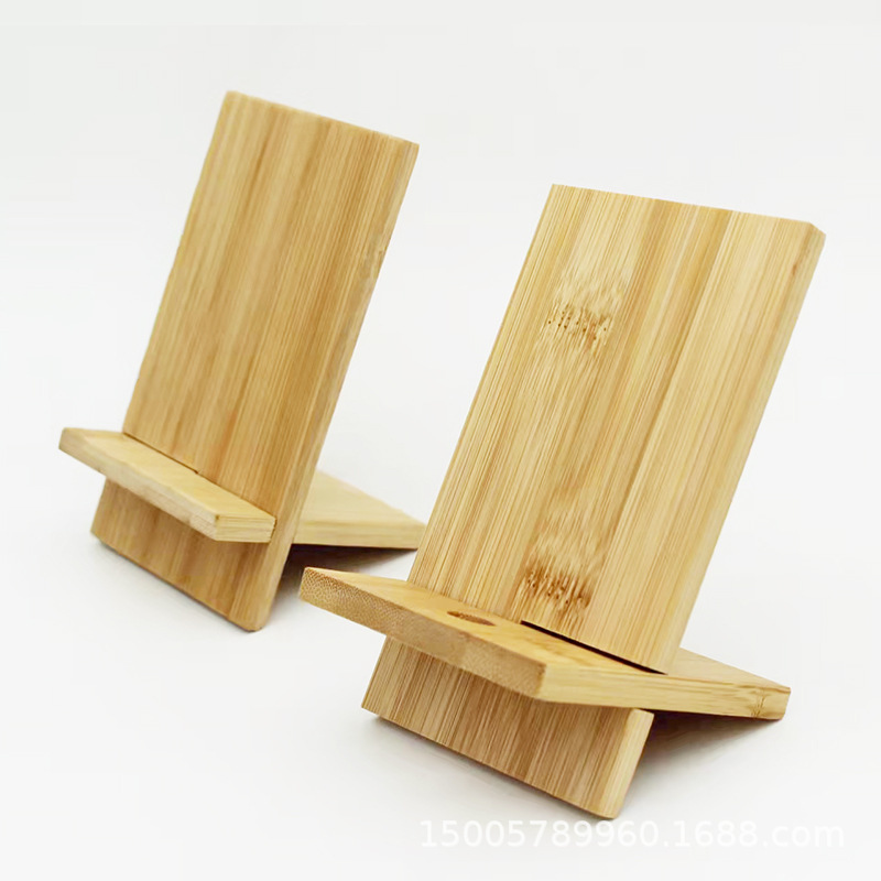 Bamboo Lazy Bracket Mobile Phone Holder Desktop Oblique Live Broadcast Bracket Multi-Functional Base Lettering Spot Wholesale Portable