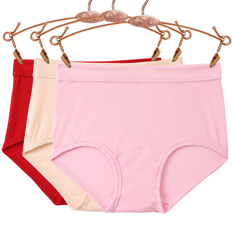 Red Women's Underwear Cotton High Waist Middle-aged and Elderly Mother's Shorts Cotton Breathable Briefs Large Size Shorts