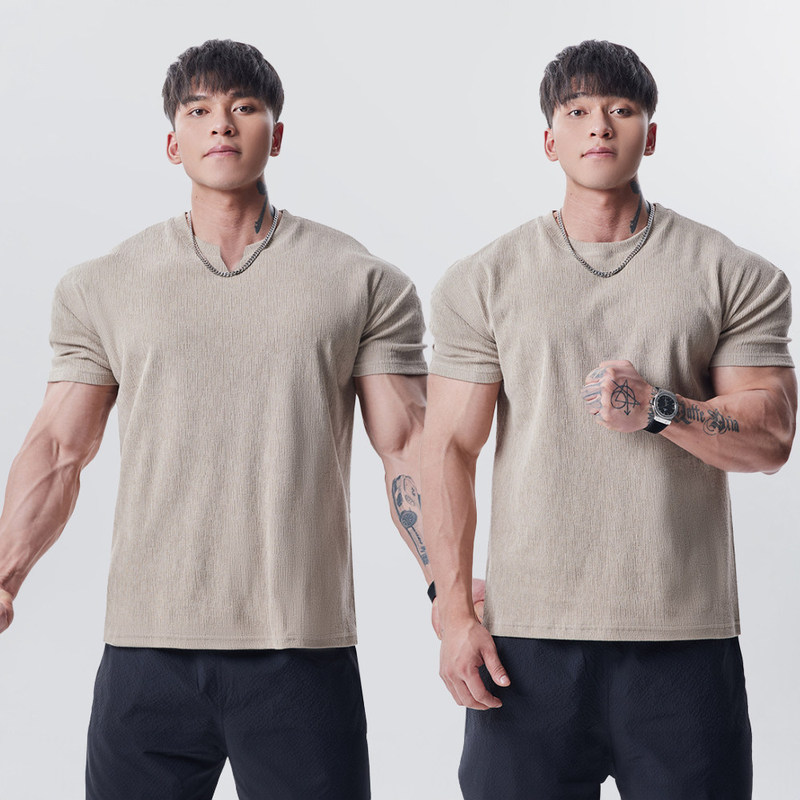 Gd High-End Textured Short-Sleeve T-Shirt for Men, Summer Sports Casual Fitness Training Solid Color Top Gd High-End Textured Short-Sleeve T-Shirt for Men, Summer Sports Casual Fitness Training Solid Color Top