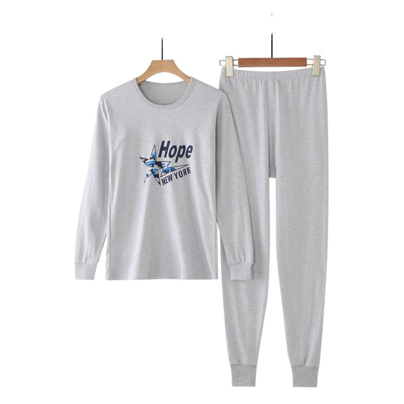 Ropa interior para niños traje medio y grande ropa de otoño para niños pantalones largos traje suéter de algodón para hombres conjunto Ropa de otoño juvenil pantalones largos ropa interior