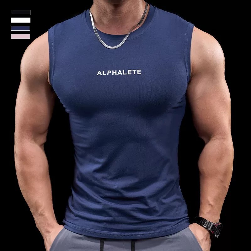 Summer new outdoor sports fitness running training sleeveless vest breathable quick-dry slim-fit stretchy T-shirt Summer new outdoor sports fitness running training sleeveless vest breathable quick-dry slim-fit stretchy T-shirt