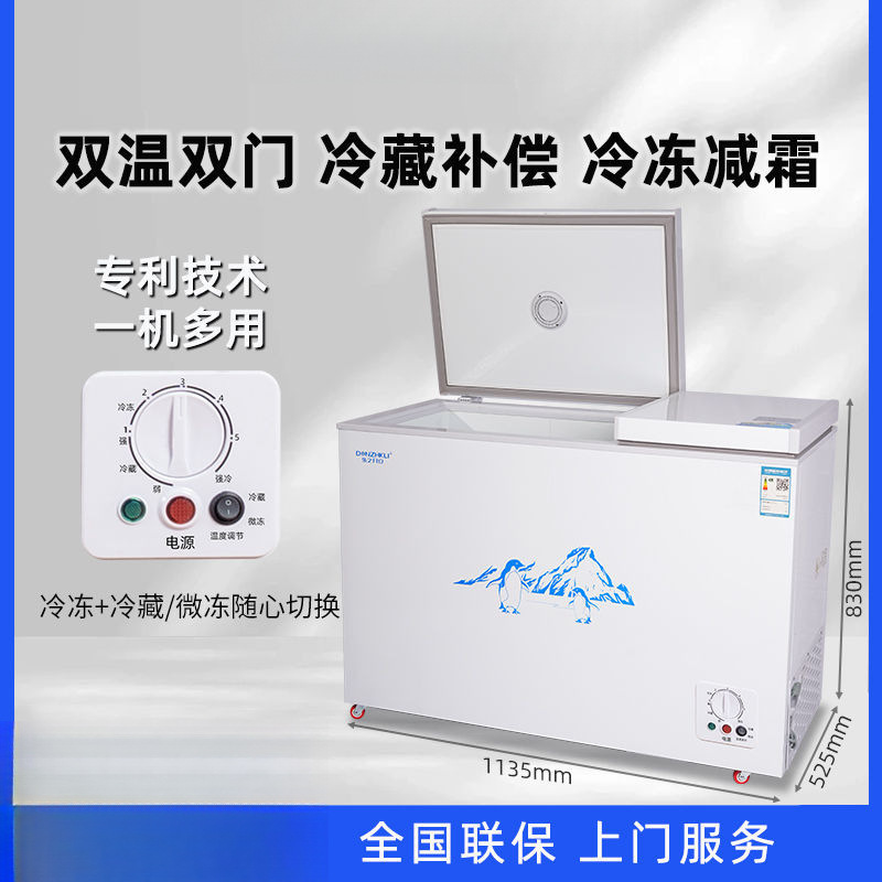 双温双门冷柜卧式冷藏冷冻冷冻柜大容量冰柜节能车载冰箱包邮厂家