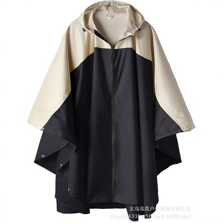 In-Stock Foreign Trade Cross-Border Cape-Style Spliced Fashion Raincoat for Hiking, Mountaineering, Outdoor Travel, and Heavy Rain Protection