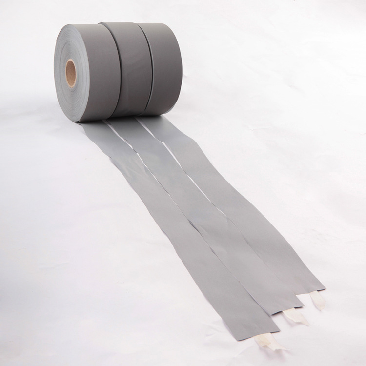 厂家批发中亮涤纶反光布高亮tc二类荧光条亮银金属银灰色反光带