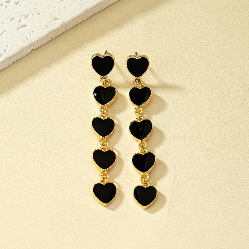 14g Weight Drop Earrings, Earrings Classification 1 Pair Quantity Holiday, Daily Occasion Alloy Material Heart Shape Pattern Women's Gender Enamel Design Simple Style Style 1 Pair Simple Style Heart Shape Enamel Alloy Drop Earrings Earrings 7