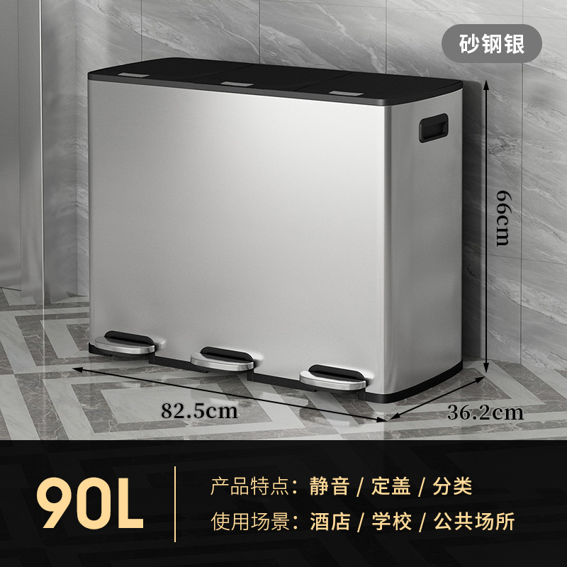 Bote de basura de pie Clasificación de acero inoxidable Tipo de tubo largo Comercial Seco y húmedo Elevador de oficina doméstica Cubo de caja de cáscara grande