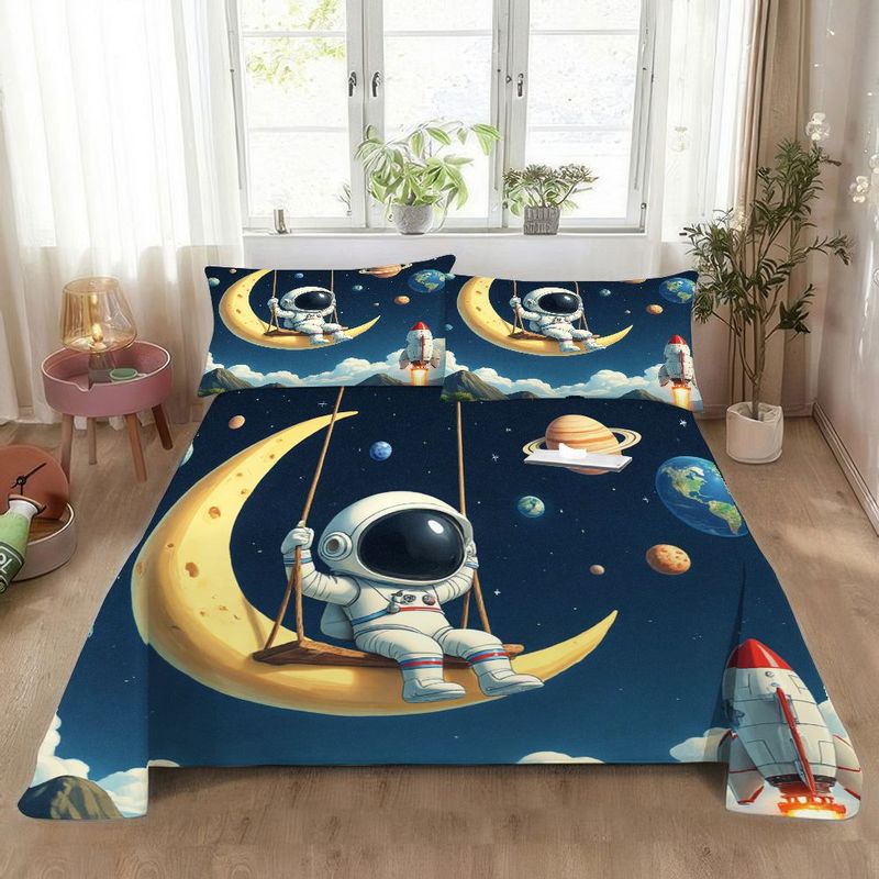 Fábrica de origen textil doméstico astronauta digital impresión set edredón suave piel respaldar TEMU / JIT