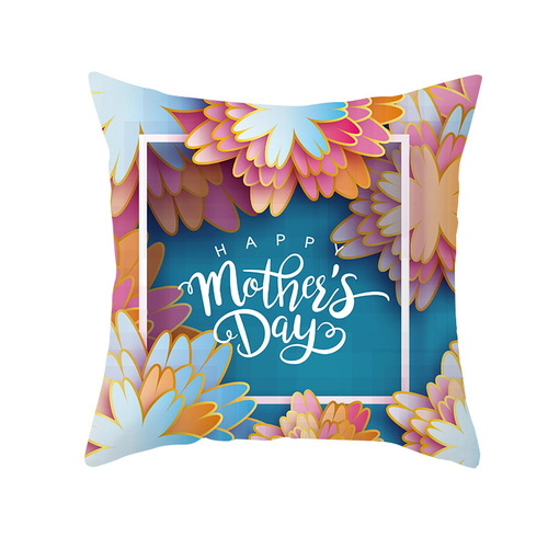 2025 New Mother's Day Printed Throw Pillow Cover Cross-border Peach Velour Home Sofa Decor Throw Pillow Bedside Cushion Cover