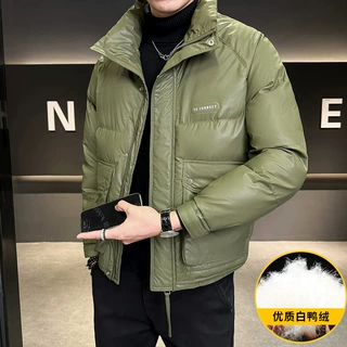 立领羽绒服男2024新款冬季加厚保暖潮牌白鸭绒防寒服休闲时尚外套