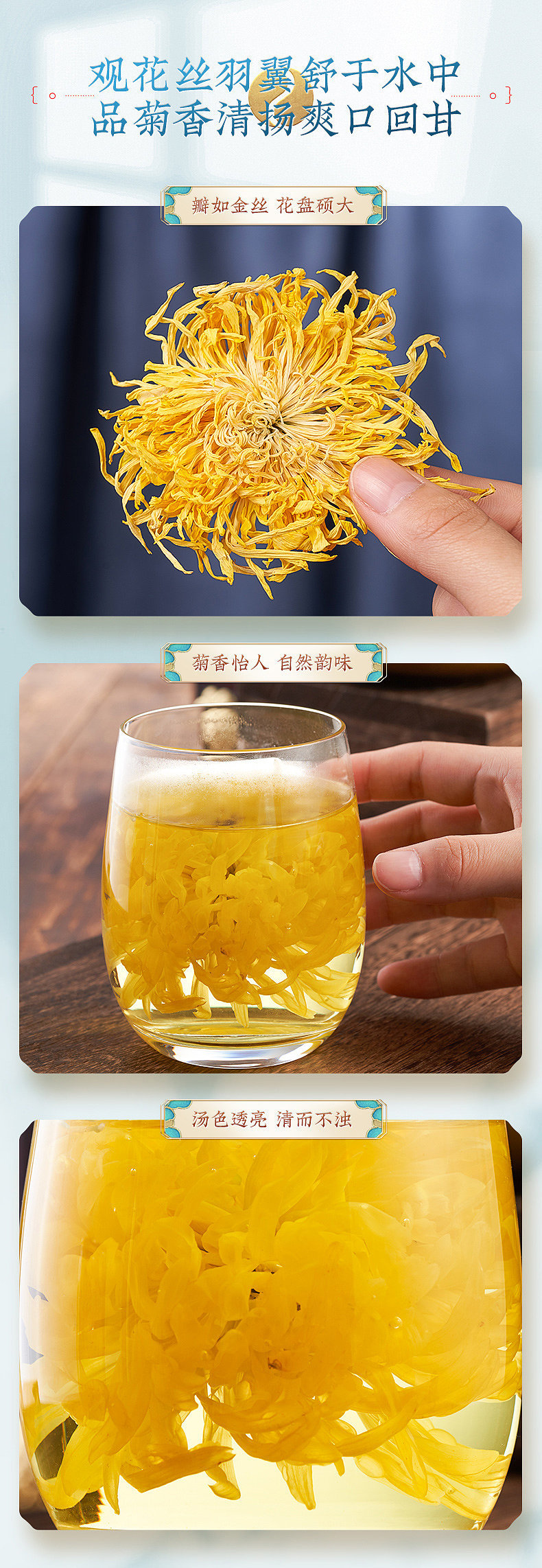 Golden Silk Imperial Chrysanthemum Tea Large Flower Individually Wrapped 20 Pack quality and texture