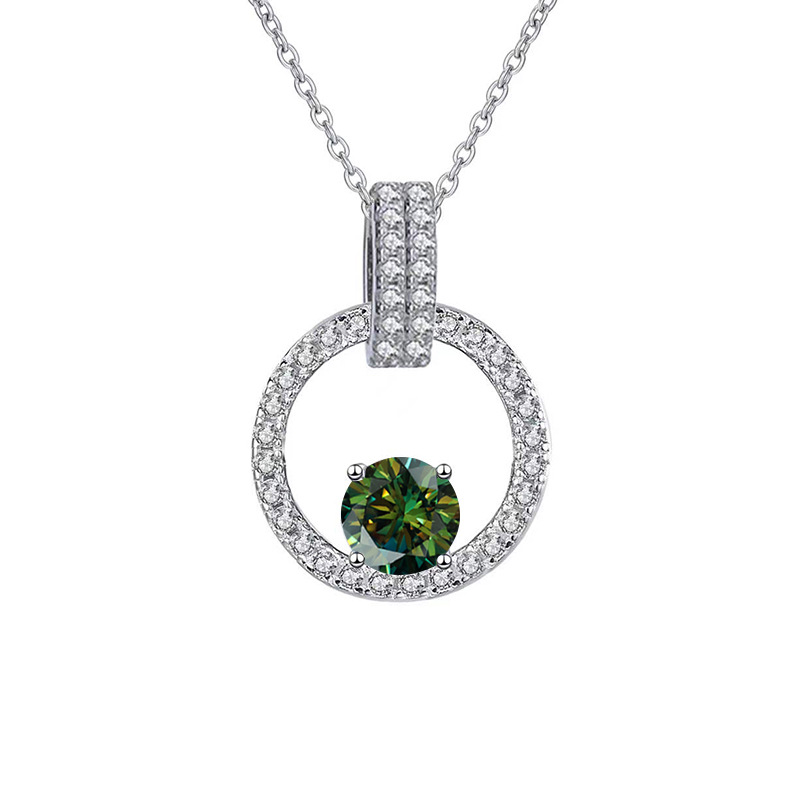 Colgante de plata esterlina s925 1 quilates collar de diamantes rosa de mozan para mujeres en forma de V nuevo colgante de plata cadena clavícula