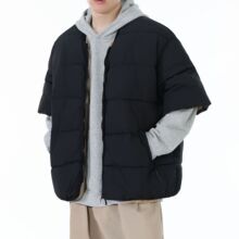 2025年冬季半袖加棉马甲男新款短袖轻薄棉服轻薄五分袖学生外套潮