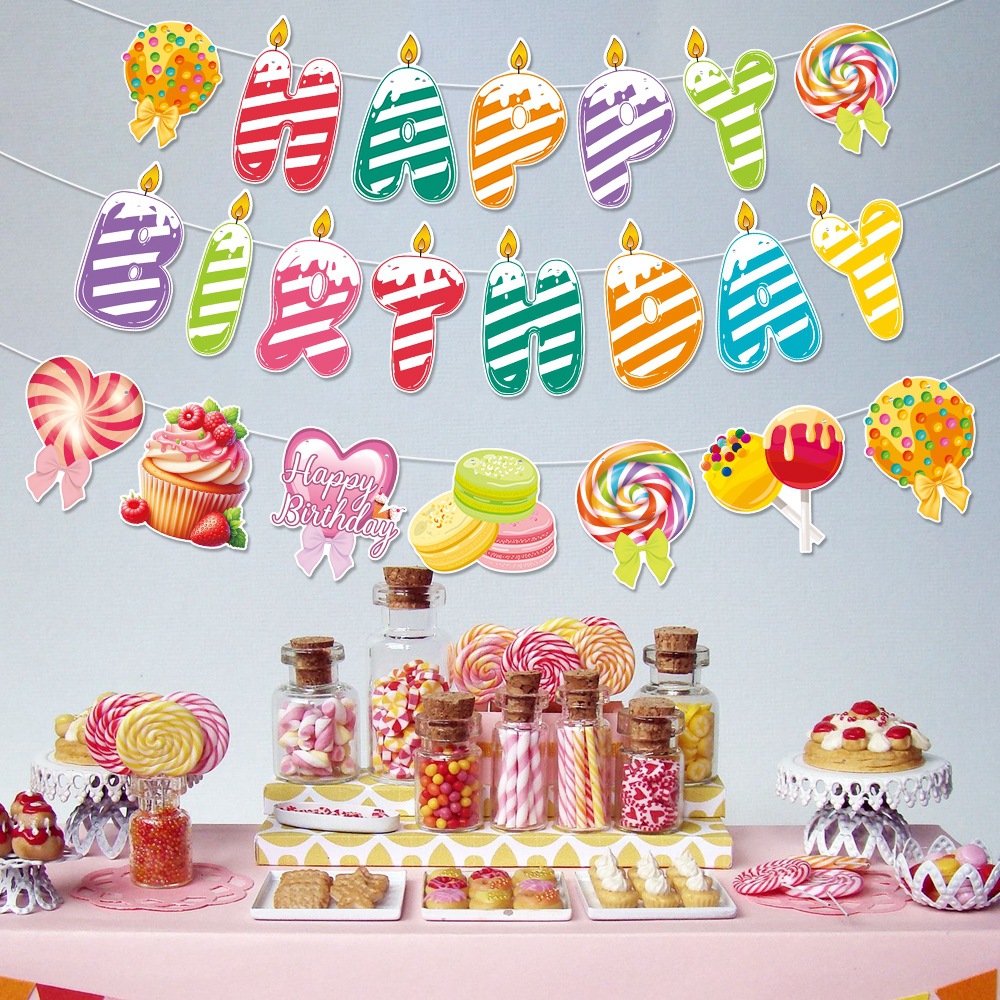 Nueva decoración de fiesta de cumpleaños con tema de caramelo