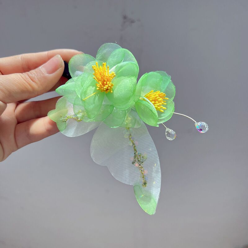 Ancient Style Small Fresh Green Butterfly Perm Hairpin Flower Handmade Hair Accessories Han Dynasty Fairy Headdress Original