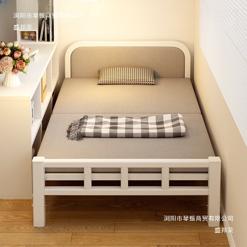 Single Bed, Foldable Bed for Home Use, Small Bed for Rental Apartments, Extra Bed for Bedroom, 1.2m Simple Beds for Adults, 1.5m Double Beds