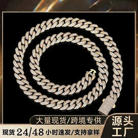 10mm铜微镶锆石满钻古巴链 欧美嘻哈潮款古巴链 厂家直供