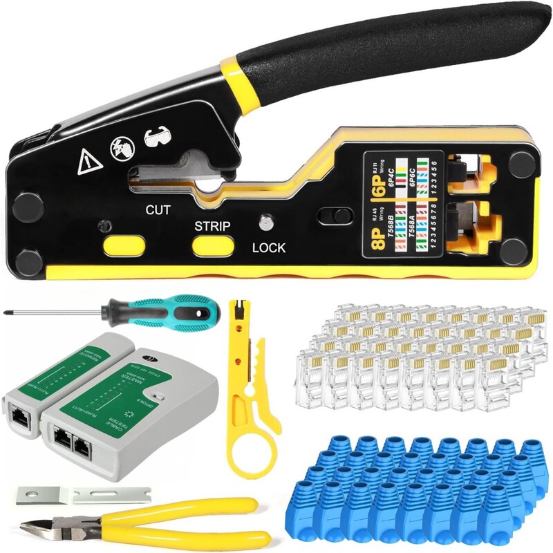 Network Cable Pliers Set, Network Crimping, Testing, Piercing, Crystal Head Making Pliers Tool Combination, Hardware Network Repair Network Cable Pliers Set, Network Crimping, Testing, Piercing, Crystal Head Making Pliers Tool Combination, Hardware Network Repair