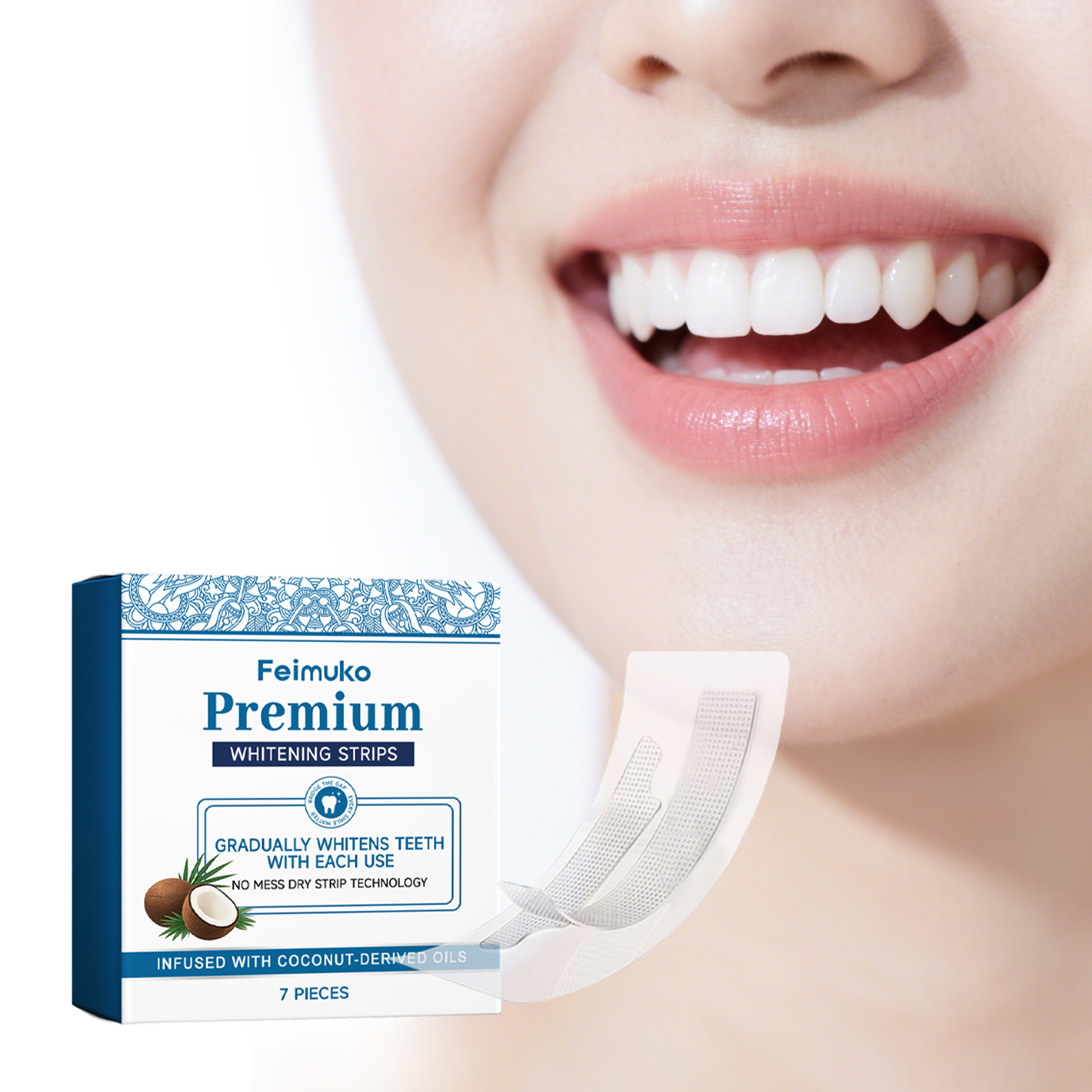 Feimuko Teeth Cleaning Strips Daily Care for Teeth Fresh, Clean, and Shiny Gentle Formula Natural Strips