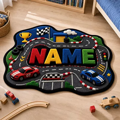 Childish Cartoon Children's Carpet, Imitation Cashmere, Skin-Friendly, Soft and Thick, Children's Room Insulation Foot Mat, Construction Vehicle Racing Mat (Avtomobil döşəmə paspasları) - 883dkt-1-4060cmthickened-imitation-cashmere