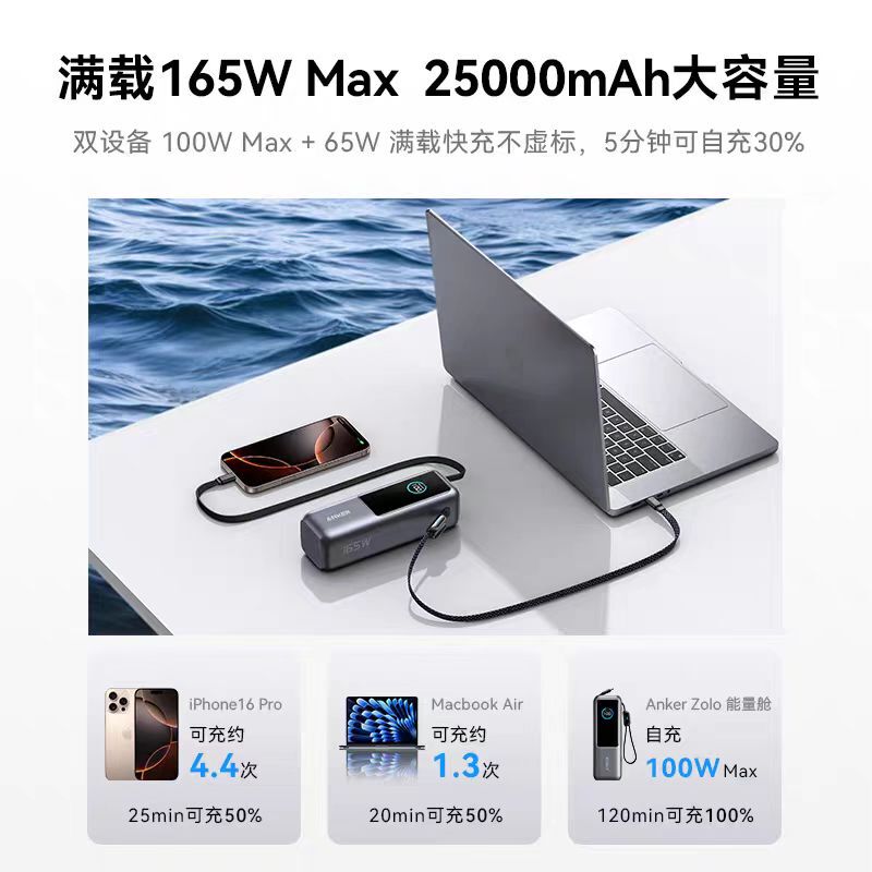 LED スマート デジタル ディスプレイ モバイル電源には、伸縮式大容量 100W ハイパワー急速充電の新しいパワーバンクが付属しています|undefined