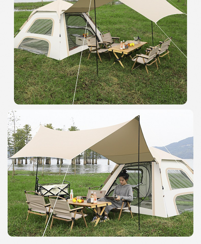New Outdoor All-In-One Canopy Tent, Convenient Foldableing Fully Automatic Camping Style Two-In-One Rainproof Camping Style Combination
