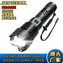 跨境xhp199强光手电筒 xhp160带充电宝TypeC快充户外强光战术手电