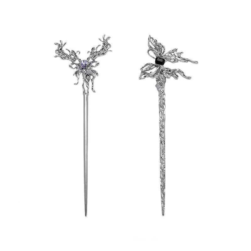 Retro metal black Chinese hairpin, fashionable hairgrip, hair accessory, high-quality style