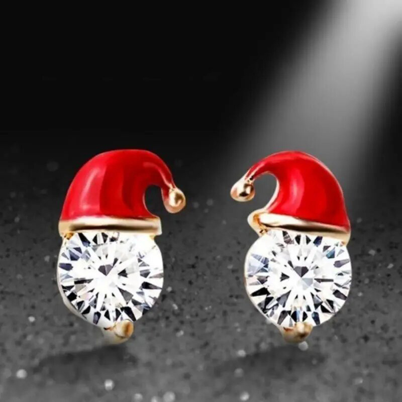 nouvelles boucles d'oreilles de Noël pour l'automne et l'hiver Boucles d'oreilles simples de Noël Boucles d'oreilles chapeau de Noël de style mignon_voghion.com
