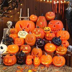 ハロウィンカボチャショッピングモールウィンドウディスプレイ大きなカボチャ中空発光カボチャランタンイースターシーンアレンジメント