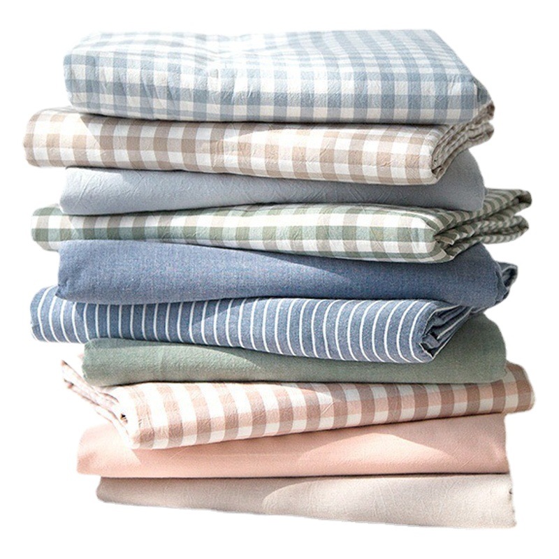 Washed Cotton Single Quilt Cover, Muji-Style Nishikawa Pure Cotton Plaid, Simple Japanese-Style Quality Single Quilt Cover