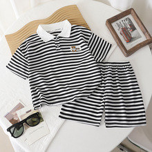 夏季童装2025年宝宝休闲儿童套装男童两件套POLO领短袖短裤夏装潮