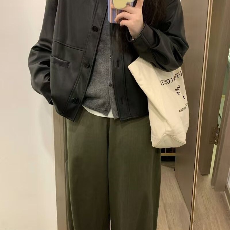 黑色短款皮衣外套2025春新款休闲机车酷女雪尼尔氨纶其它|undefined