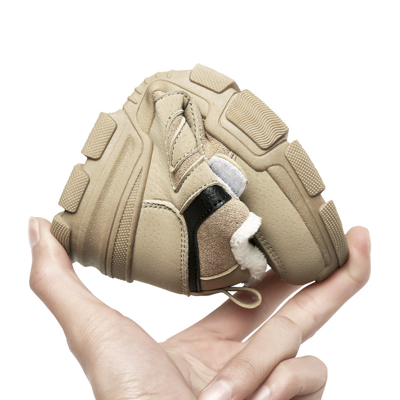 Children's snow boots with plush and thickened winter style boys' boots, waterproof khaki insulation, parent-child_voghion.com