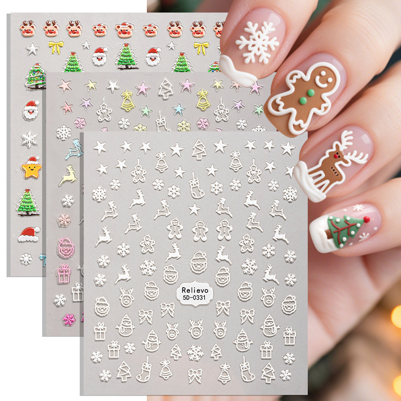 Zhengxiang's New DIY Christmas Nail Art Stickers Embossed 5D Cross-Border European and American Ins Snowman Snowflake Christmas Nail Stickers Zhengxiang's New DIY Christmas Nail Art Stickers Embossed 5D Cross-Border European and American Ins Snowman Snowflake Christmas Nail Stickers