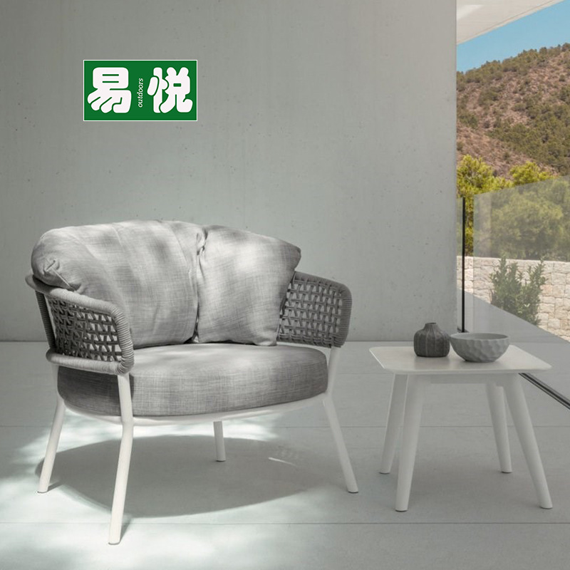 Nórdico tela de ratana al aire libre cama de cama villa piscina al aire libre jardín patio sofá hotel sofá creativo mesa de té combinación