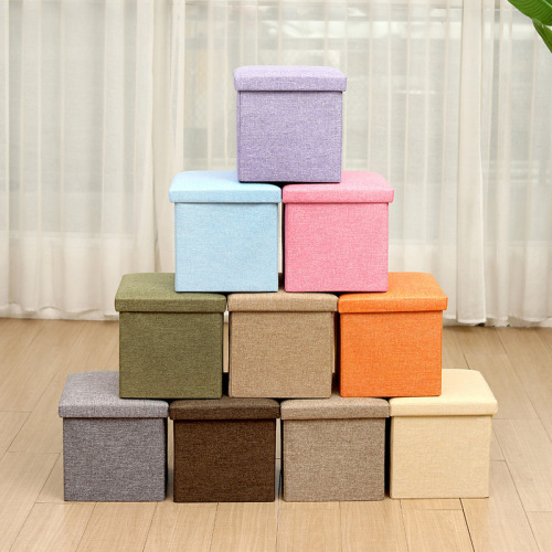 Factory wholesale cotton and linen storage stool, multi-functional foldable fabric storage stool, can sit on storage stool, organizer box