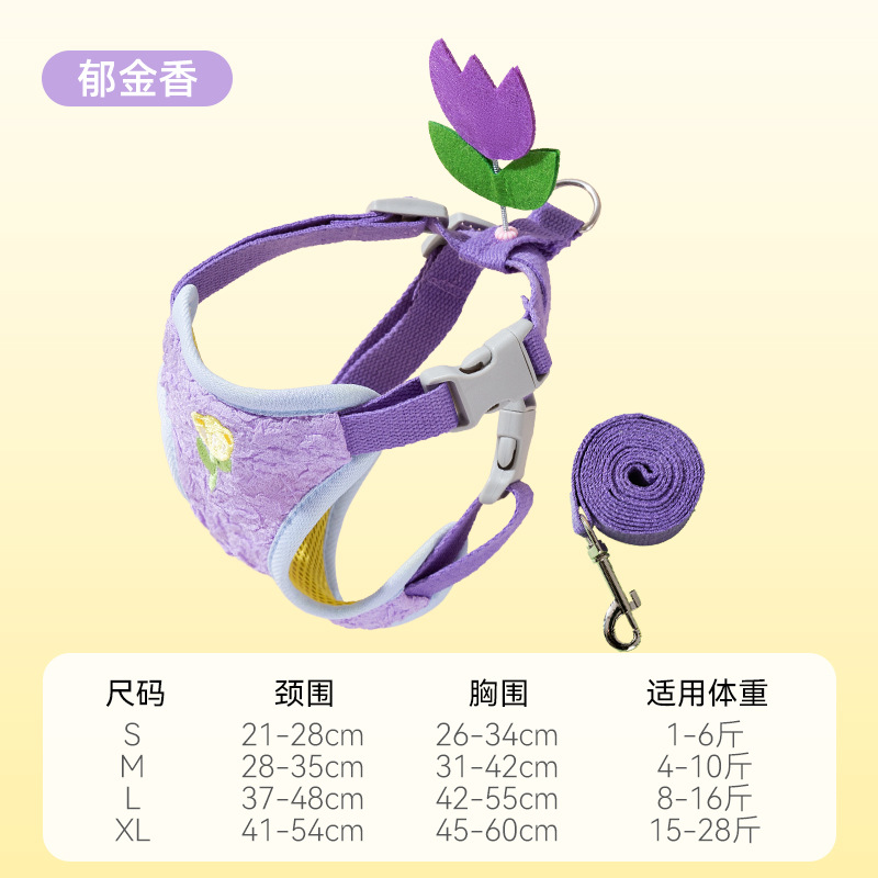 Nuevos perros salen, flores coloridas, mecedoras, correas para el pecho tipo chaleco, correa para gatos, cuerda para pasear a los perros