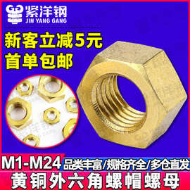 H59外六角铜螺母批发四分黄铜螺母加厚纯铜螺丝螺帽M2/M6/M8/M12