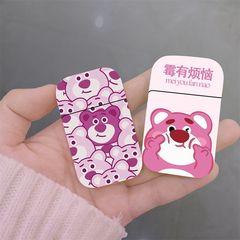 Stylish pink flame-patterned strawberry bear inflatable lighter, windproof—Instagram-worthy, uniquely designed, perfect as a personalized gift for your boyfriend!