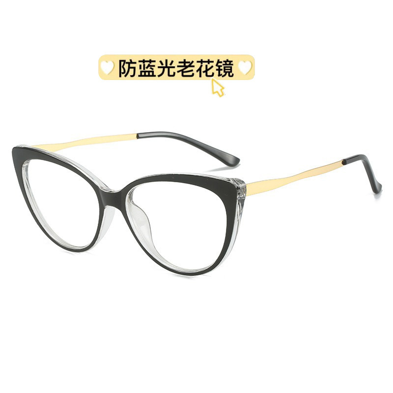New Style Reading Glasses with Blue Light Protection, Metal Cat-Eye Design, Youthful Style for Women, European and American Fashion, Cat-Shaped Frames, High-End for Seniors