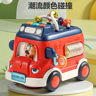 Electric Universal Cute Early Education Machine Toy Educational 0-3 Sound and Light Bus Multi-Functional School Bus 1-Year-Old Baby Toy