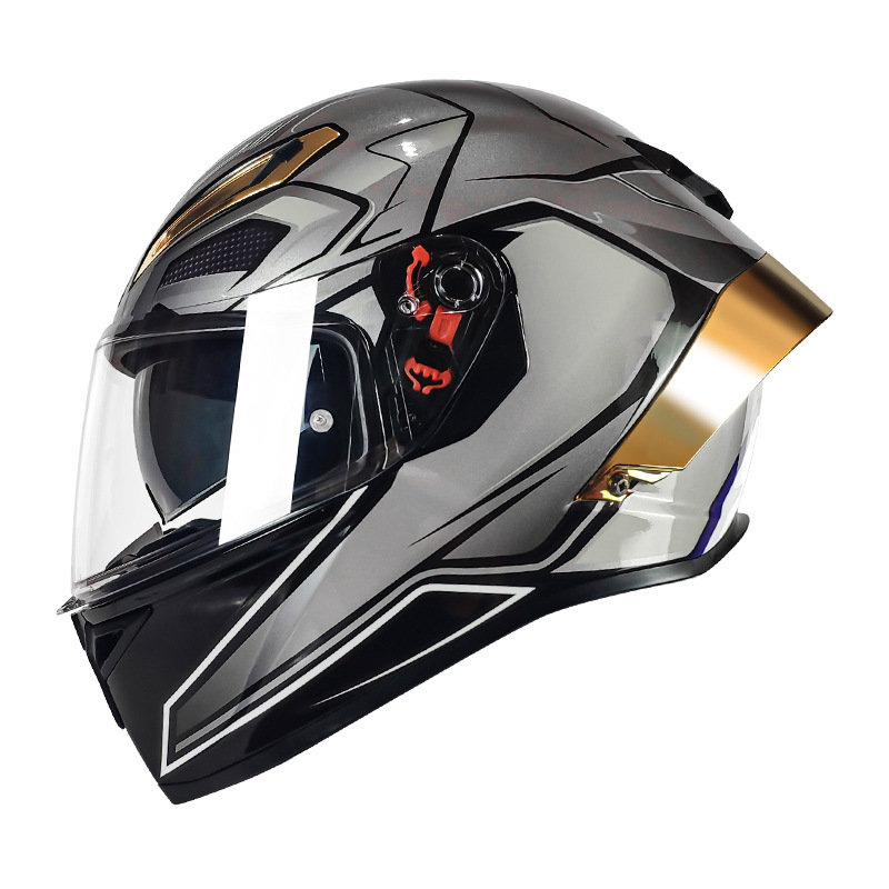 Casco de motocicleta personalizado de fábrica Aurora gris doble espejo casco completo casco locomotora coche eléctrico DOT certificación exterior 3c