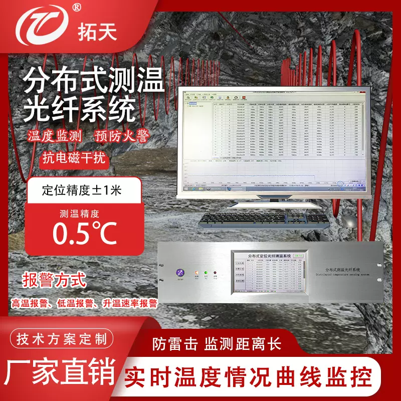 感温光缆主机分布式光纤测温主机消防隧道管廊dts传感线监测系统