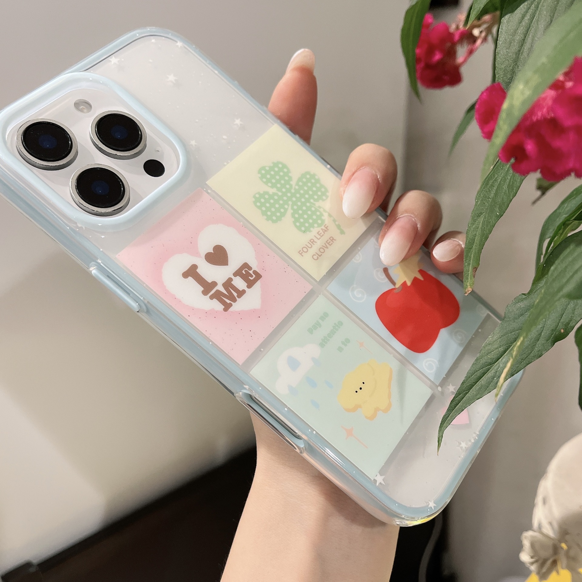 Pequeño perro fresco de cuatro cuadrados para iPhone16 funda para teléfono móvil 15ProMax pareja 14/13 verano 16PM