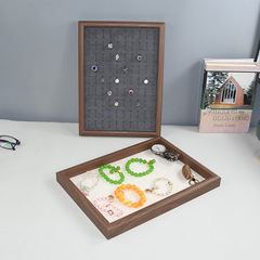 Walnut Wood Color Display Tray for Rings, Necklaces, Bracelets, and Chains - Multi-functional Bracelet and Jewelry Showcase